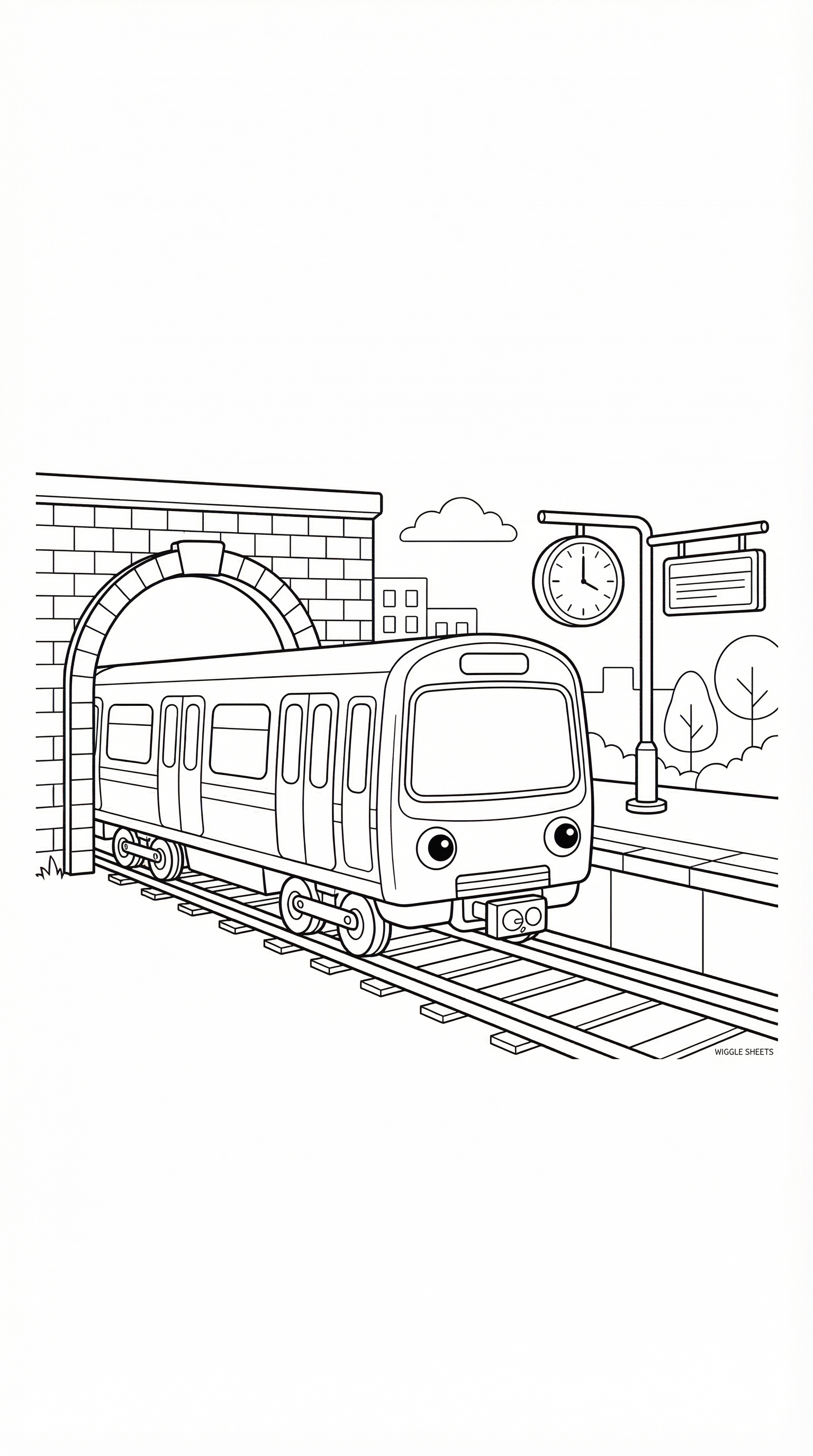 Cartoon Subway Train Coloring Page